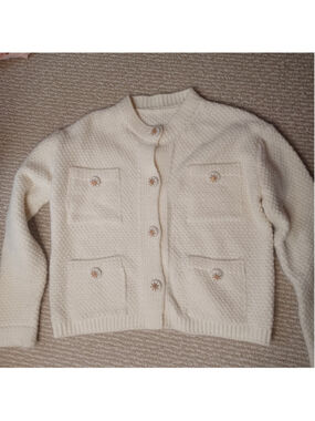 Vintage wool cardigan cropped sweater with star buttons